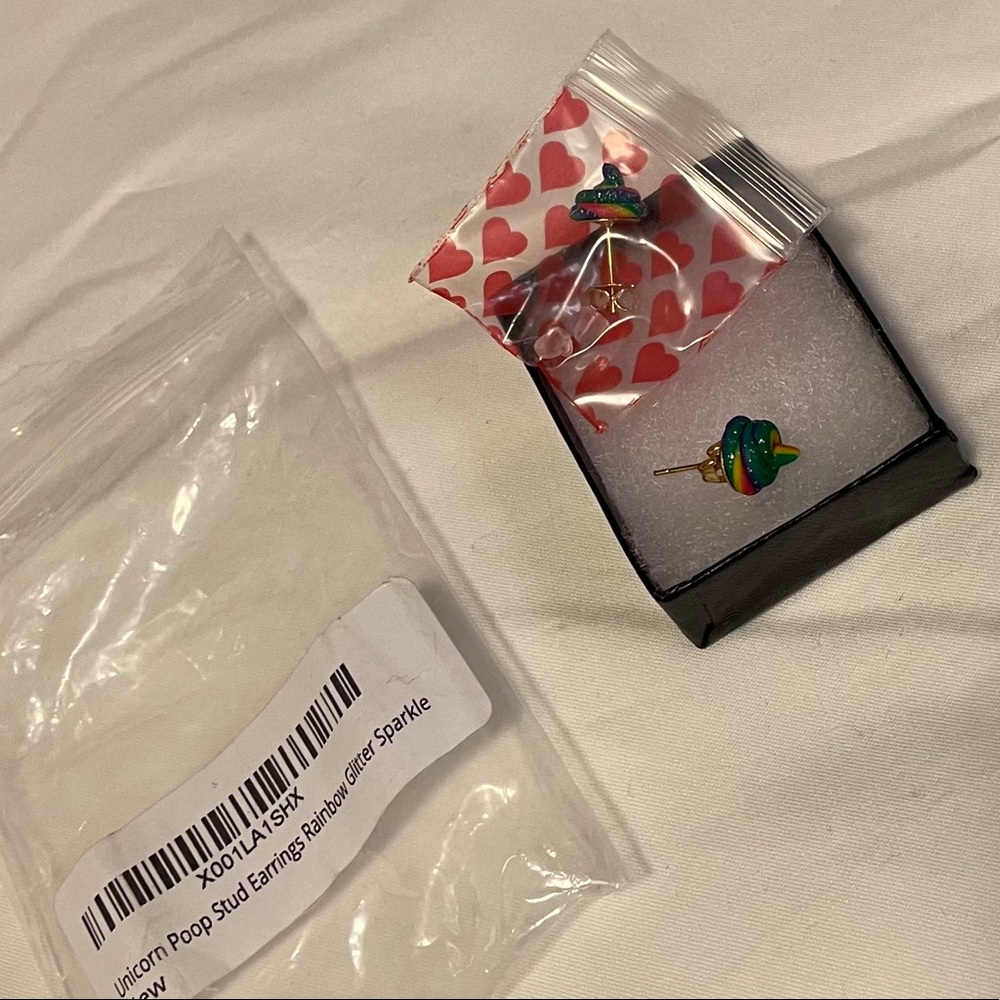 Brand new unicorn poop stud earrings!